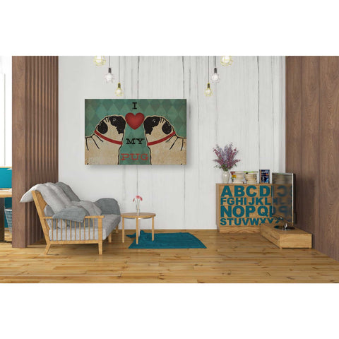 Image of 'Pug and Pug - I Love My Pug' by Ryan Fowler, Canvas Wall Art,26 x 40