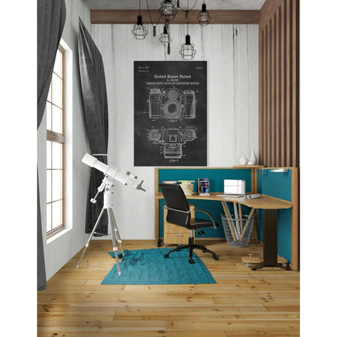 Image of 'Camera with Coupled Exposure Meter Blueprint Patent Chalkboard' Canvas Wall Art,26 x 40