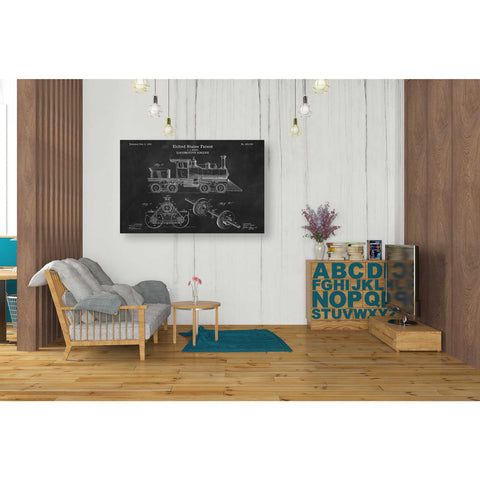 Image of 'Locomotive Engine Blueprint Patent Chalkboard' Canvas Wall Art,26 x 40