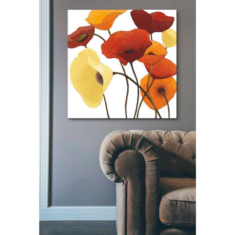 Image of 'Up One on White Yellow' by Shirley Novak, Canvas Wall Art,37 x 37