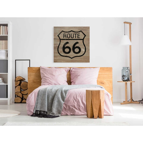 Image of 'Route 66 Black On Wood' by Linda Woods, Canvas Wall Art,37 x 37