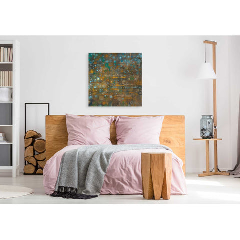 Image of 'Blue And Bronze Dots X' by Danhui Nai, Canvas Wall Art,37 x 37