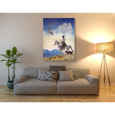 Image of 'Cowboy with Dog and Hawk' by Chris Vest, Giclee Canvas Wall Art
