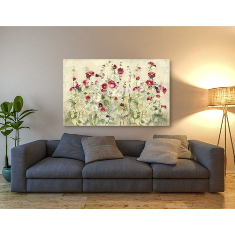 Image of 'Hollyhocks Row Cool' by Cheri Blum, Canvas Wall Art,40 x 60