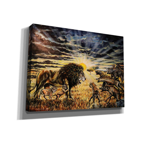 Image of 'Lion Hyenas' by Jan Kasparec, Canvas Wall Art