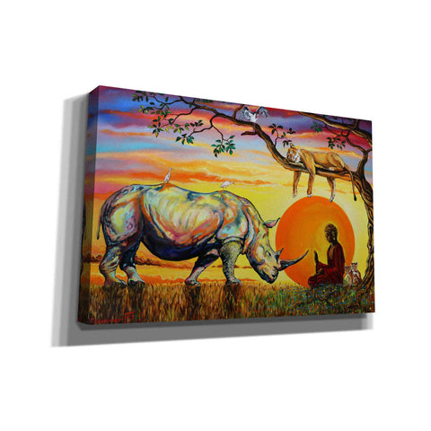 Image of 'Buddha Rhino' by Jan Kasparec, Canvas Wall Art