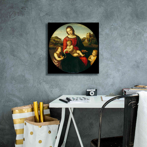 Image of 'Madonna with Child, St. John and a Child Saint' by Raphael, Canvas Wall Art,18 x 18