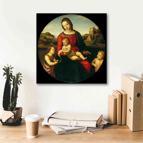 Image of 'Madonna with Child, St. John and a Child Saint' by Raphael, Canvas Wall Art,18 x 18