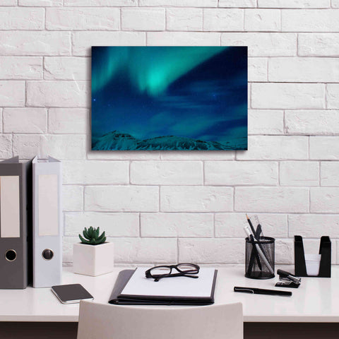 Image of 'Amazing Northern Lights Blue' by Epic Portfolio, Giclee Canvas Wall Art,18x12