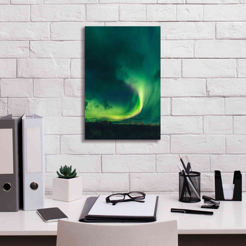 Image of 'Amazing Northern Lights Green' by Epic Portfolio, Giclee Canvas Wall Art,12x18