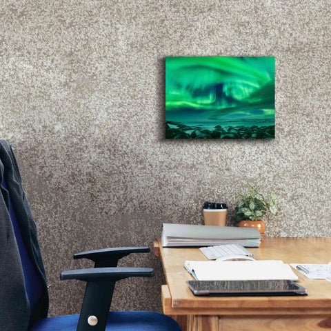 Image of 'Aurora Borealis Over Ocean' by Epic Portfolio, Giclee Canvas Wall Art,16x12