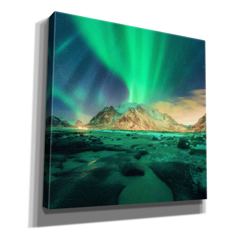 Image of 'Aurora Over Snowy Mountains' by Epic Portfolio, Giclee Canvas Wall Art