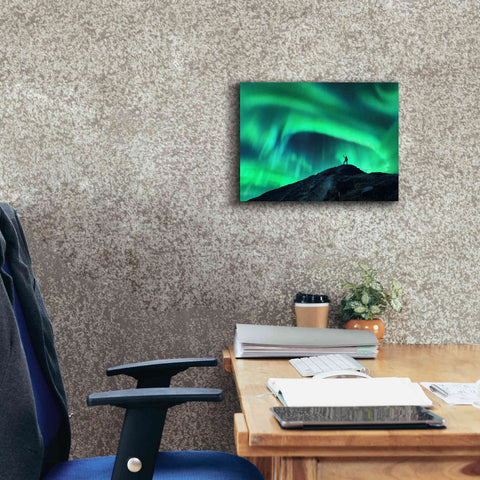 Image of 'Northern Lights And Woman' by Epic Portfolio, Giclee Canvas Wall Art,16x12