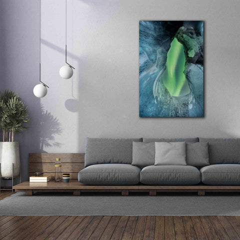 Image of 'Northern Lights Aurora Borealis Over Glacier Ice 1' by Epic Portfolio, Giclee Canvas Wall Art,40x60