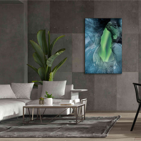 Image of 'Northern Lights Aurora Borealis Over Glacier Ice 1' by Epic Portfolio, Giclee Canvas Wall Art,40x60