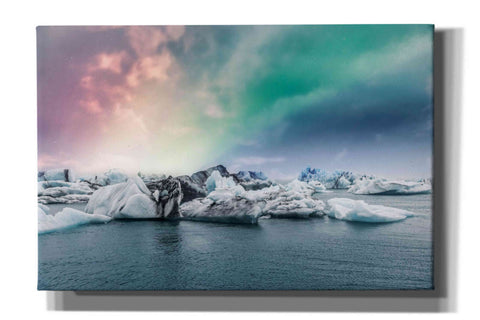 Image of 'Northern Lights Aurora Borealis Over Jokulsarlon' by Epic Portfolio, Giclee Canvas Wall Art