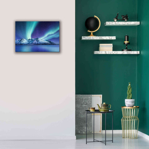 Image of 'Northern Lights In The Lofoten Islands Norway 1' by Epic Portfolio, Giclee Canvas Wall Art,26x18