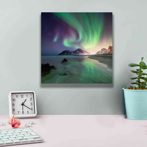 Image of 'Northern Lights In The Lofoten Islands Norway 5' by Epic Portfolio, Giclee Canvas Wall Art,12x12