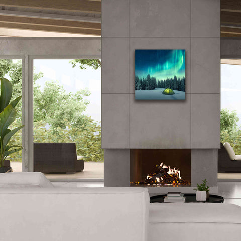 Image of 'Northern Lights In Winter Forest 1' by Epic Portfolio, Giclee Canvas Wall Art,26x26
