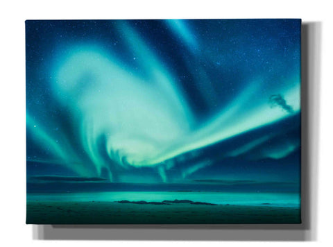 Image of 'Polar Lights Above The Sea Green Northern Lights' by Epic Portfolio, Giclee Canvas Wall Art