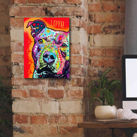 Image of 'Thoughtful Pitbull' by Dean Russo, Giclee Canvas Wall Art,12x16