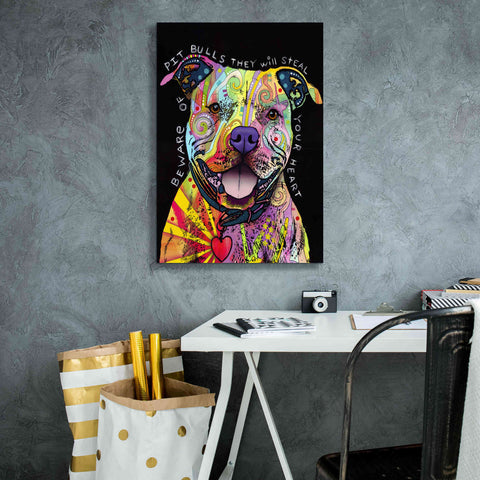 Image of 'Beware Of Pit Bulls' by Dean Russo, Giclee Canvas Wall Art,18x26
