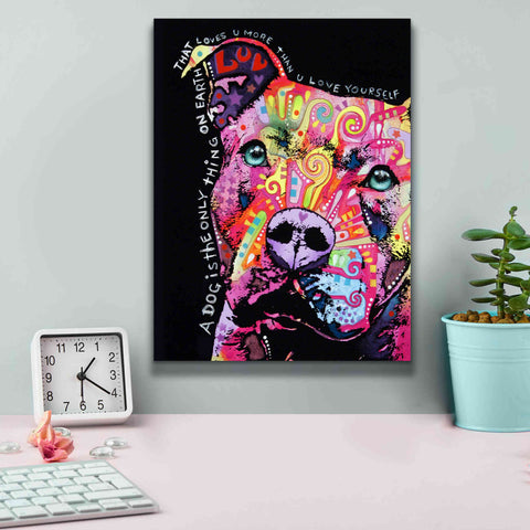Image of 'Thoughtful Pit Bull' by Dean Russo, Giclee Canvas Wall Art,12x16