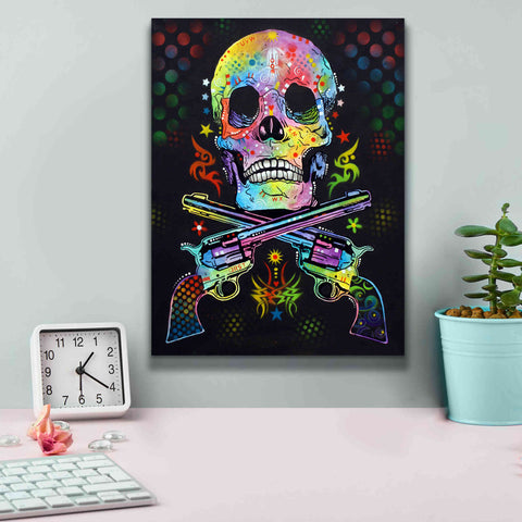 Image of 'Skull & Guns' by Dean Russo, Giclee Canvas Wall Art,12x16