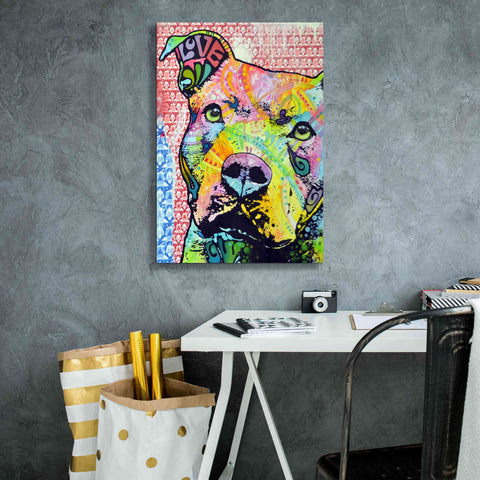 Image of 'Thoughtful Pit Bull This Years Love 2013 Part 1' by Dean Russo, Giclee Canvas Wall Art,18x26