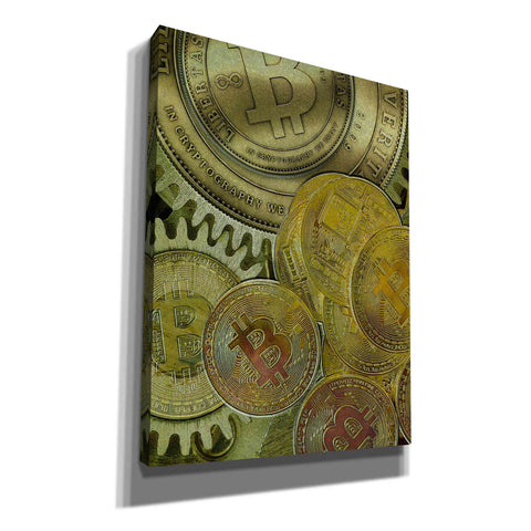 Image of 'Grunge Bitcoin Three' by Steve Hunziker, Canvas Wall Art