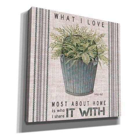 Image of 'Galvanized Bucket What I Love' by Cindy Jacobs, Canvas Wall Art
