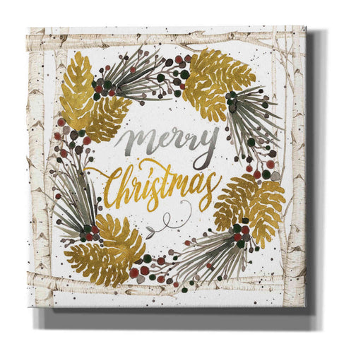 Image of 'Merry Christmas Birch Wreath with Berries' by Cindy Jacobs, Canvas Wall Art