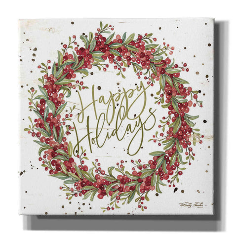 Image of 'Happy Holidays Berry Wreath' by Cindy Jacobs, Canvas Wall Art