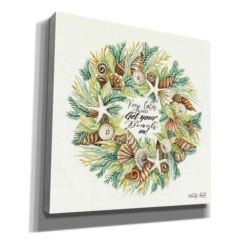 Image of 'Get Your Beach On Shell Wreath' by Cindy Jacobs, Canvas Wall Art