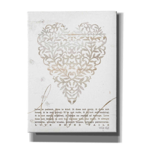 Image of 'Love Never Fails with Heart' by Cindy Jacobs, Canvas Wall Art
