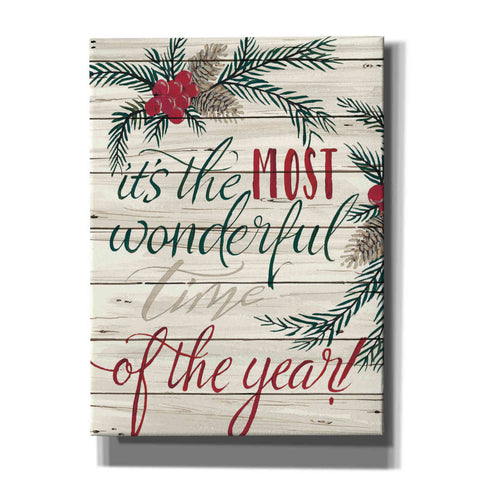 Image of 'It's the Most Wonderful Time Shiplap' by Cindy Jacobs, Canvas Wall Art