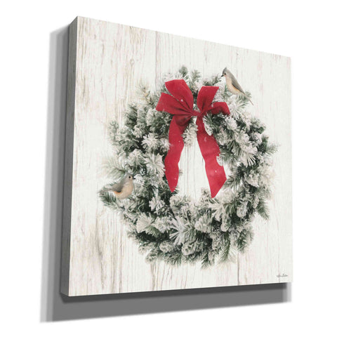 Image of 'Titmouse Christmas Wreath' by Lori Deiter, Canvas Wall Art