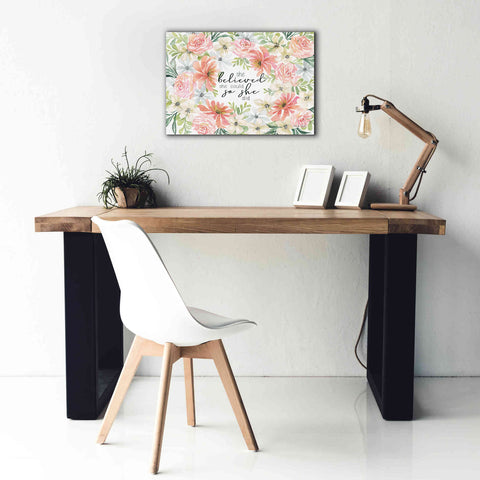 Image of 'Floral She Believed' by Cindy Jacobs, Canvas Wall Art,26 x 18
