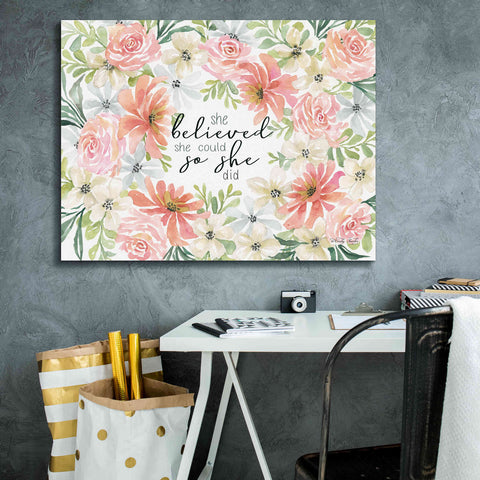 Image of 'Floral She Believed' by Cindy Jacobs, Canvas Wall Art,34 x 26