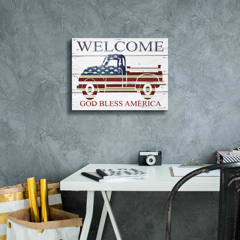 Image of 'Welcome Patriotic Truck' by Cindy Jacobs, Canvas Wall Art,16 x 12