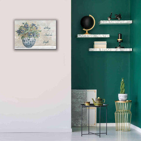Image of 'I Can Do All Things Blue Vase' by Cindy Jacobs, Canvas Wall Art,26 x 18