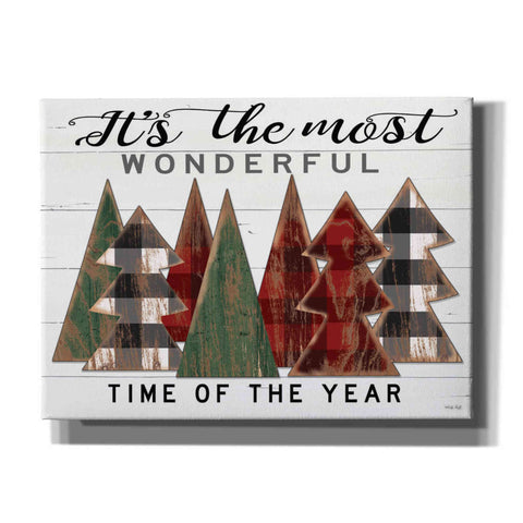 Image of 'It's the Most Wonderful Time Plaid Trees' by Cindy Jacobs, Canvas Wall Art