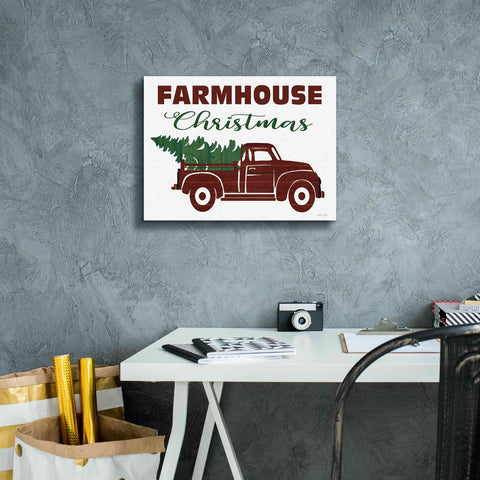 Image of 'Farmhouse Christmas Truck' by Cindy Jacobs, Canvas Wall Art,16 x 12