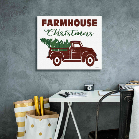 Image of 'Farmhouse Christmas Truck' by Cindy Jacobs, Canvas Wall Art,24 x 20