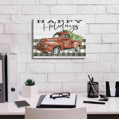 Image of 'Happy Holidays Truck' by Cindy Jacobs, Canvas Wall Art,16 x 12