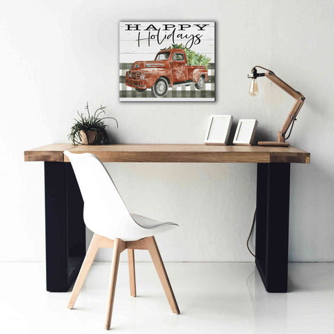 Image of 'Happy Holidays Truck' by Cindy Jacobs, Canvas Wall Art,24 x 20