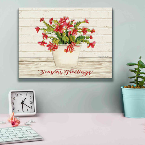 Image of 'Christmas Cactus - Season's Greetings' by Cindy Jacobs, Canvas Wall Art,16 x 12