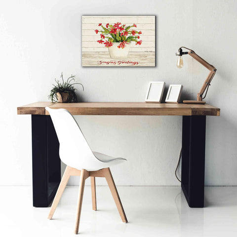 Image of 'Christmas Cactus - Season's Greetings' by Cindy Jacobs, Canvas Wall Art,26 x 18
