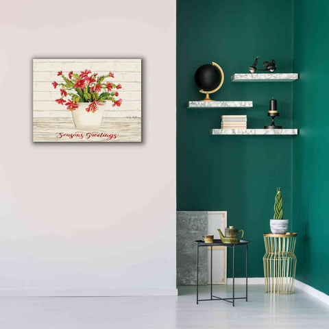 Image of 'Christmas Cactus - Season's Greetings' by Cindy Jacobs, Canvas Wall Art,34 x 26