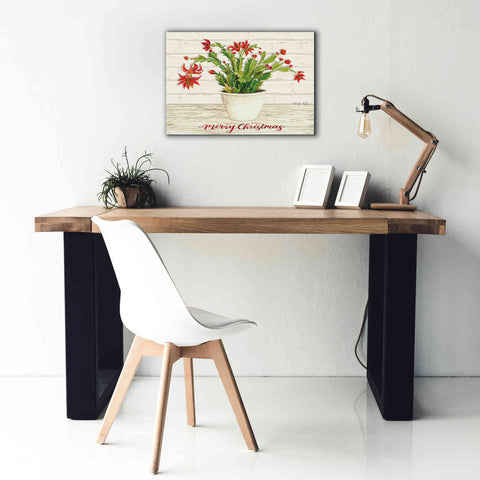Image of 'Christmas Cactus - Merry Christmas' by Cindy Jacobs, Canvas Wall Art,26 x 18